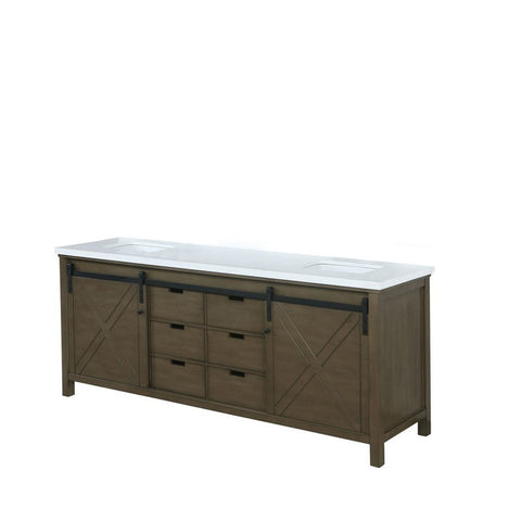 Image of Marsyas 80" Rustic Brown Double Vanity, White Quartz Top | LM342280DKCS000