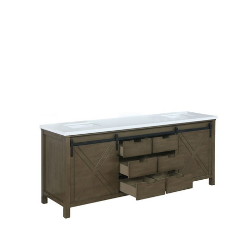 Image of Marsyas 80" Rustic Brown Double Vanity, White Quartz Top | LM342280DKCS000