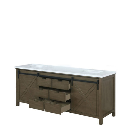 Image of Marsyas 80" Rustic Brown Double Vanity, White Quartz Top | LM342280DKCS000