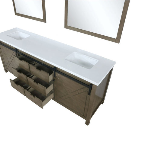 Image of Marsyas 80" Rustic Brown Double Vanity, White Quartz Top and 30" Mirrors | LM342280DKCSM30