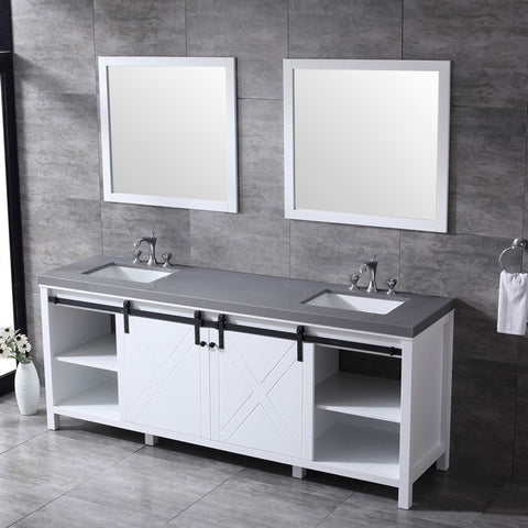 Image of Marsyas 84" White Double Vanity Set, Grey Quartz Top | LM342284DAASM34F