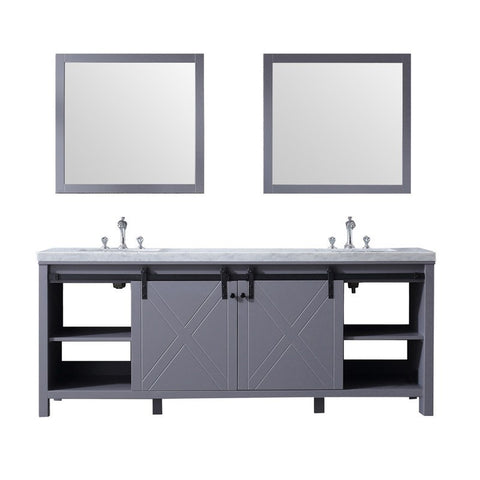 Image of Marsyas 84" Dark Grey Double Vanity Set, White Carrara Marble Top | LM342284DBBSM34F