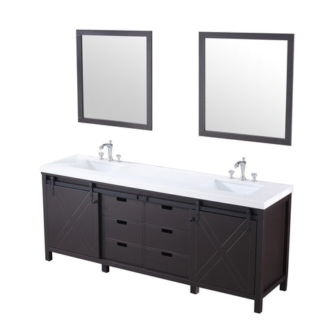 Image of Marsyas 84" Brown Double Vanity Set, White Quartz Top | LM342284DCCSM34F