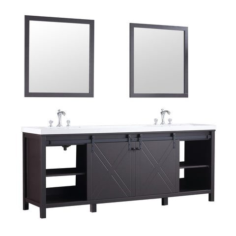 Image of Marsyas 84" Brown Double Vanity Set, White Quartz Top | LM342284DCCSM34F