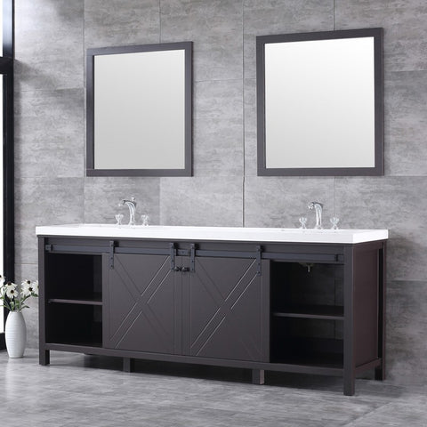 Image of Marsyas 84" Brown Double Vanity Set, White Quartz Top | LM342284DCCSM34F