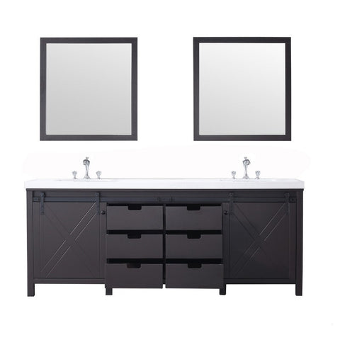 Image of Marsyas 84" Brown Double Vanity Set, White Quartz Top | LM342284DCCSM34F