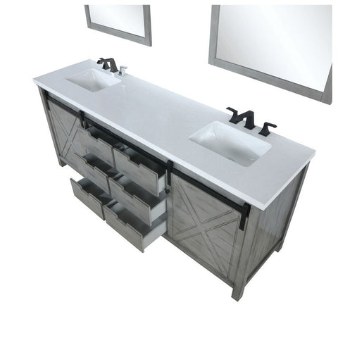 Image of Marsyas 84" Ash Grey Double Vanity Set, White Quartz Top | LM342284DHCSM34F