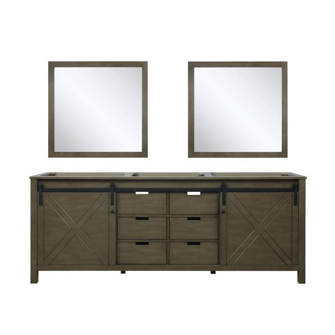 Image of Marsyas 84" Rustic Brown Double Vanity, no Top and 34" Mirrors | LM342284DK00M34
