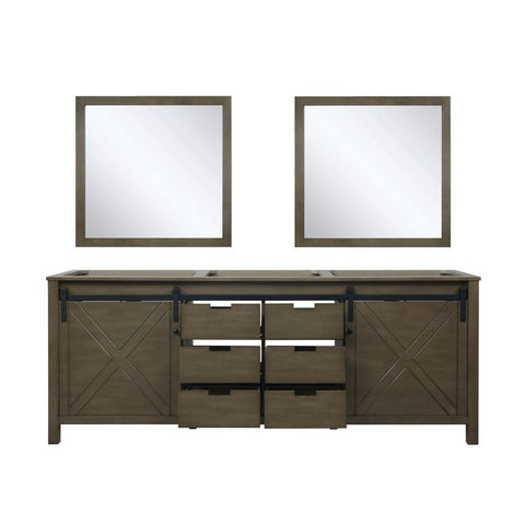 Image of Marsyas 84" Rustic Brown Double Vanity, no Top and 34" Mirrors | LM342284DK00M34