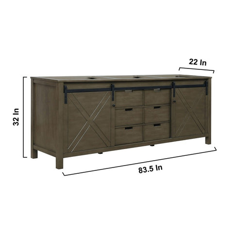 Image of Marsyas 84" Rustic Brown Double Vanity, no Top and 34" Mirrors | LM342284DK00M34