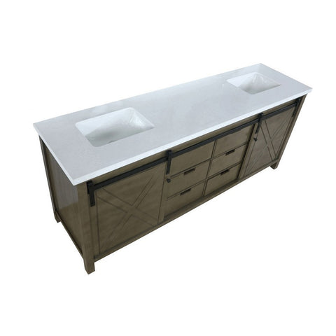 Image of Marsyas 84" Rustic Brown Double Vanity, White Quartz Top | LM342284DKCS000