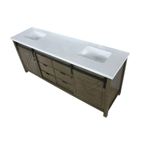 Image of Marsyas 84" Rustic Brown Double Vanity, White Quartz Top | LM342284DKCS000