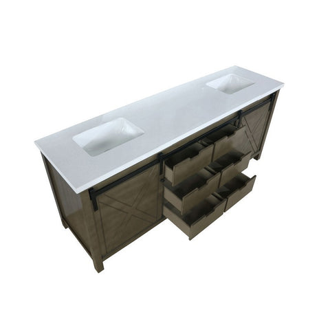 Image of Marsyas 84" Rustic Brown Double Vanity, White Quartz Top | LM342284DKCS000
