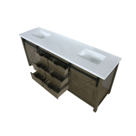 Image of Marsyas 84" Rustic Brown Double Vanity, White Quartz Top | LM342284DKCS000