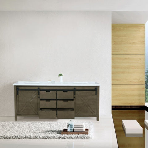 Image of Marsyas 84" Rustic Brown Double Vanity, White Quartz Top | LM342284DKCS000