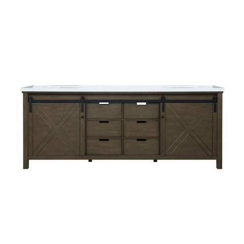 Image of Marsyas 84" Rustic Brown Double Vanity, White Quartz Top | LM342284DKCS000