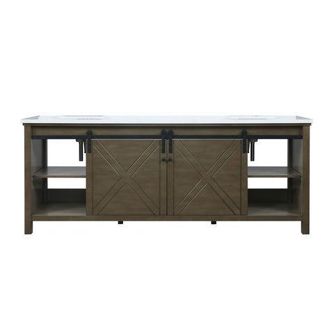 Image of Marsyas 84" Rustic Brown Double Vanity, White Quartz Top | LM342284DKCS000
