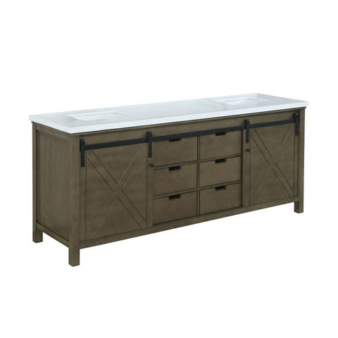 Image of Marsyas 84" Rustic Brown Double Vanity, White Quartz Top | LM342284DKCS000