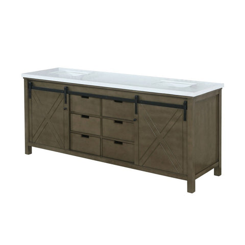 Image of Marsyas 84" Rustic Brown Double Vanity, White Quartz Top | LM342284DKCS000