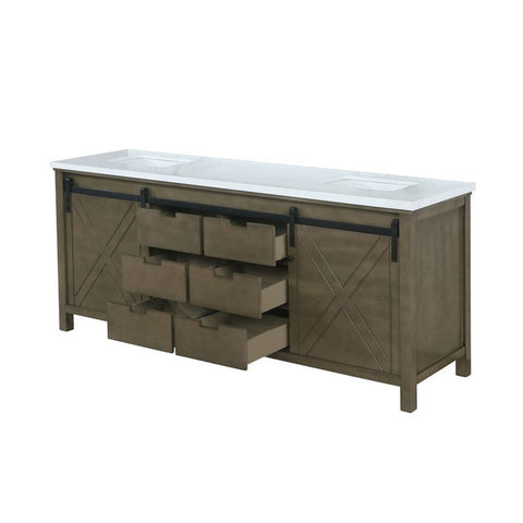 Image of Marsyas 84" Rustic Brown Double Vanity, White Quartz Top | LM342284DKCS000