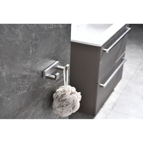 Image of Lexora Bagno Bianca Stainless Steel Double Robe Hook - Brushed Nickel | LRH18152BN