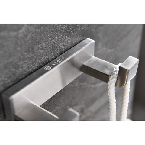 Image of Lexora Bagno Bianca Stainless Steel Double Robe Hook - Brushed Nickel | LRH18152BN