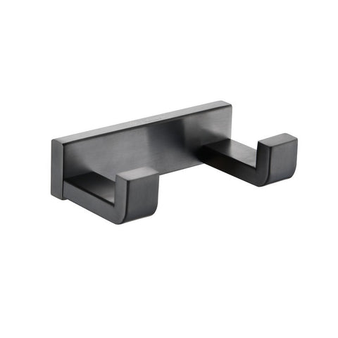 Image of Lexora Bagno Bianca Stainless Steel Double Robe Hook - Gun Metal | LRH18152GM
