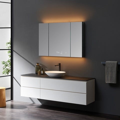 Image of Lexora Savera 48" Wide x 32" Tall LED Medicine Cabinet w/ Defogger | LS4832LEDMC