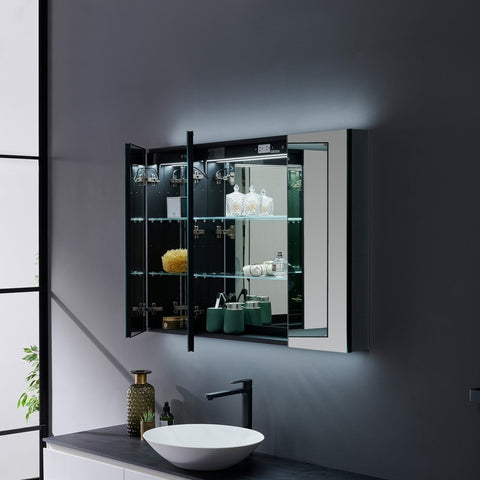 Image of Lexora Savera 48" Wide x 32" Tall LED Medicine Cabinet w/ Defogger | LS4832LEDMC