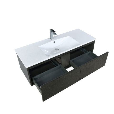 Image of Lexora Sant Contemporary 48" Iron Charcoal Bathroom Vanity with Monte Chrome Faucet | LS48SRAIS000FCH