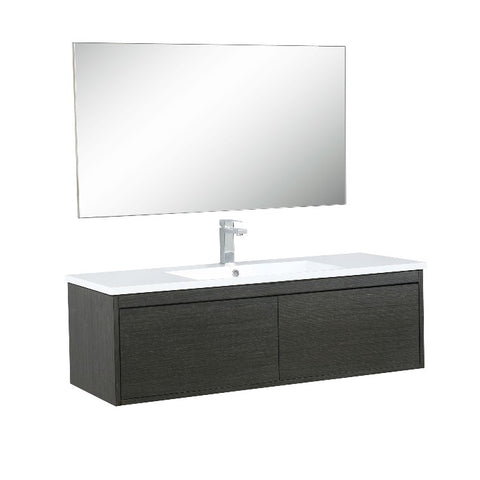 Image of Lexora Sant Contemporary 48" Iron Charcoal Bathroom Vanity Set with Labaro Brushed Nickel Faucet | LS48SRAISM43FBN