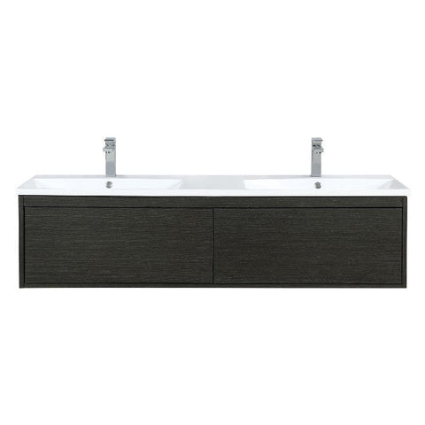 Image of Lexora Sant Contemporary 60" Iron Charcoal Double Bathroom Vanity with Balzani Gun Metal Faucet | LS60DRAIS000FGM
