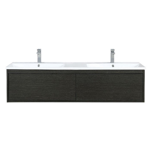 Image of Lexora Sant Contemporary 60" Iron Charcoal Double Bathroom Vanity with Labaro Rose Gold Faucet | LS60DRAIS000FRG