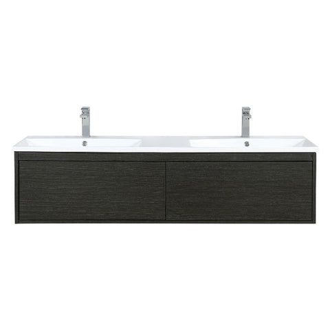 Image of Lexora Sant Contemporary 60" Iron Charcoal Double Bathroom Vanity with Labaro Brushed Nickel Faucet | LS60DRAIS000FBN