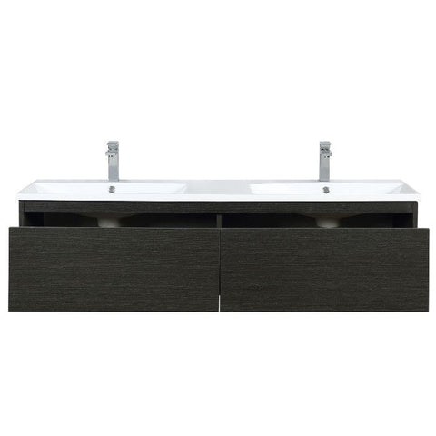Image of Lexora Sant Contemporary 60" Iron Charcoal Double Bathroom Vanity with Balzani Gun Metal Faucet | LS60DRAIS000FGM