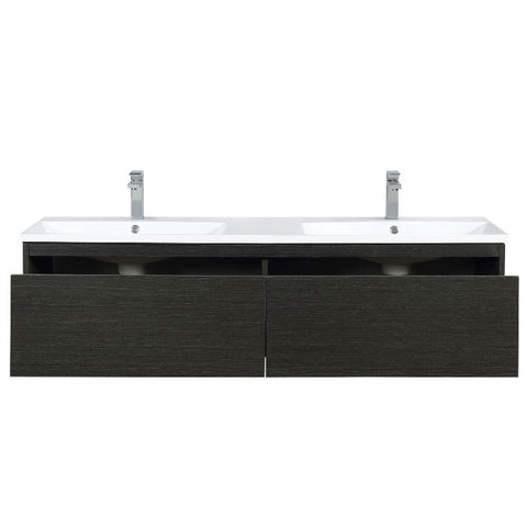 Image of Lexora Sant Contemporary 60" Iron Charcoal Double Bathroom Vanity with Labaro Brushed Nickel Faucet | LS60DRAIS000FBN