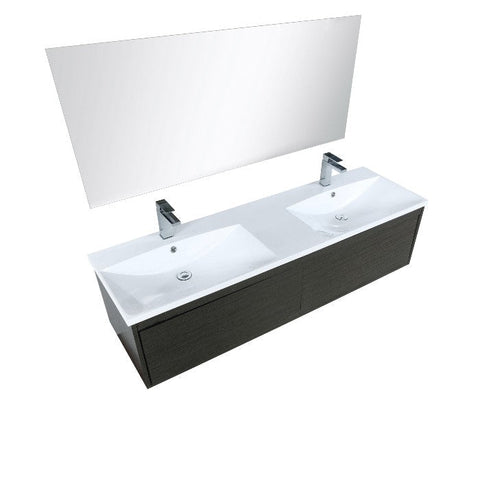 Image of Lexora Sant Contemporary 60" Iron Charcoal Double Bathroom Vanity Set with Balzani Gun Metal Faucet | LS60DRAISM55FGM