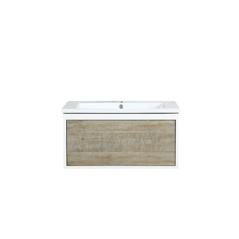Image of Lexora Scopi Modern 30" Rustic Acacia Bathroom Vanity and Acrylic Composite Top | LSC30SRAOS000