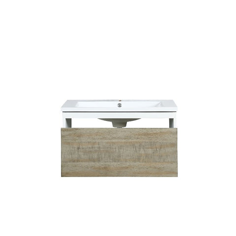 Image of Lexora Scopi Modern 30" Rustic Acacia Bathroom Vanity and Acrylic Composite Top | LSC30SRAOS000