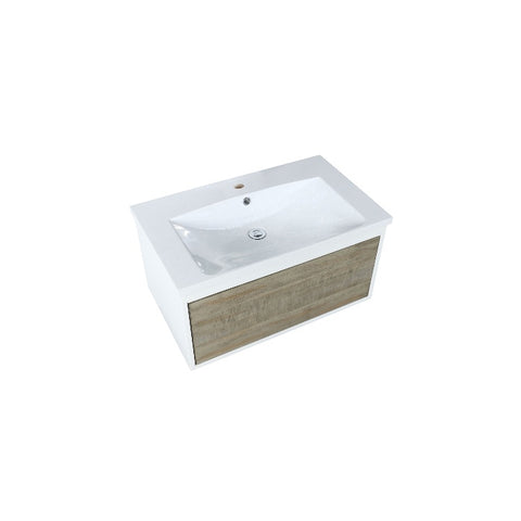 Image of Lexora Scopi Modern 30" Rustic Acacia Bathroom Vanity and Acrylic Composite Top | LSC30SRAOS000