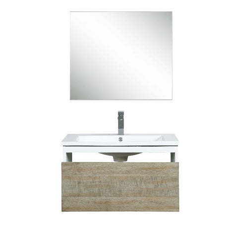 Image of Lexora Scopi Modern 30" Rustic Acacia Bathroom Vanity Set w/ Acrylic Composite Top, and Monte Chrome Faucet | LSC30SRAOSM28FCH