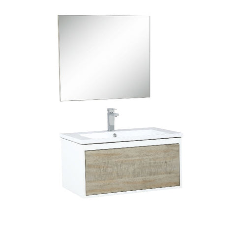 Image of Lexora Scopi Modern 30" Rustic Acacia Bathroom Vanity Set w/ Acrylic Composite Top, and Monte Chrome Faucet | LSC30SRAOSM28FCH