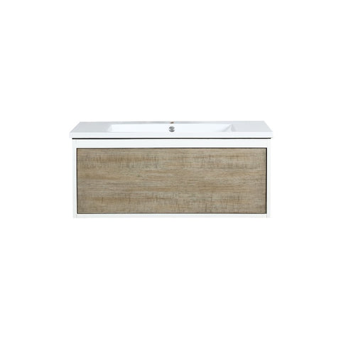Image of Lexora Scopi Modern 36" Rustic Acacia Bathroom Vanity and Acrylic Composite Top | LSC36SRAOS000