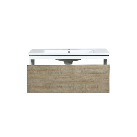 Image of Lexora Scopi Modern 36" Rustic Acacia Bathroom Vanity and Acrylic Composite Top | LSC36SRAOS000
