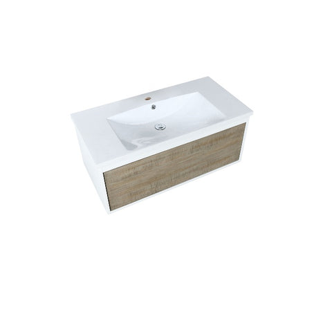 Image of Lexora Scopi Modern 36" Rustic Acacia Bathroom Vanity and Acrylic Composite Top | LSC36SRAOS000