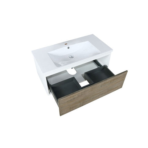 Image of Lexora Scopi Modern 36" Rustic Acacia Bathroom Vanity and Acrylic Composite Top | LSC36SRAOS000
