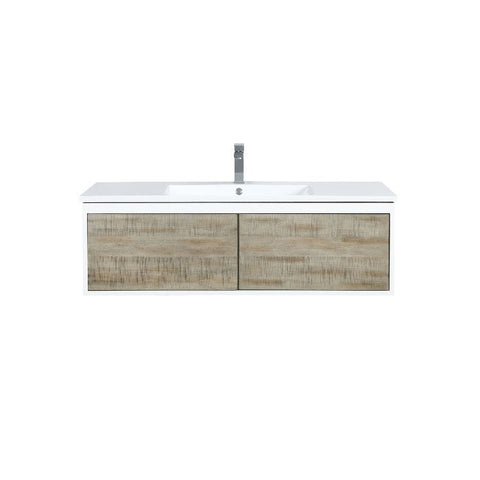Image of Lexora Scopi Modern 48" Rustic Acacia Bathroom Vanity w/ Acrylic Composite Top, and Balzani Gun Metal Faucet | LSC48SRAOS000FGM