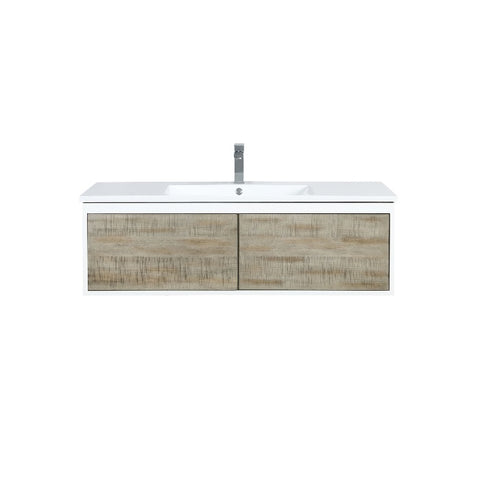 Image of Lexora Scopi Modern 48" Rustic Acacia Bathroom Vanity w/ Acrylic Composite Top, and Labaro Brushed Nickel Faucet | LSC48SRAOS000FBN