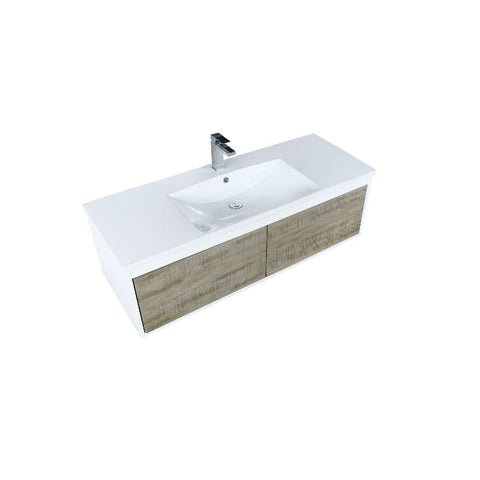 Image of Lexora Scopi Modern 48" Rustic Acacia Bathroom Vanity w/ Acrylic Composite Top, and Labaro Rose Gold Faucet | LSC48SRAOS000FRG