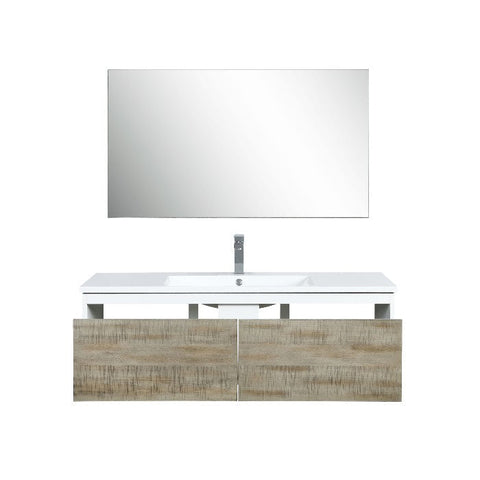 Image of Lexora Scopi Modern 48" Rustic Acacia Bathroom Vanity Set w/ Acrylic Composite Top, and Balzani Gun Metal Faucet | LSC48SRAOSM43FGM